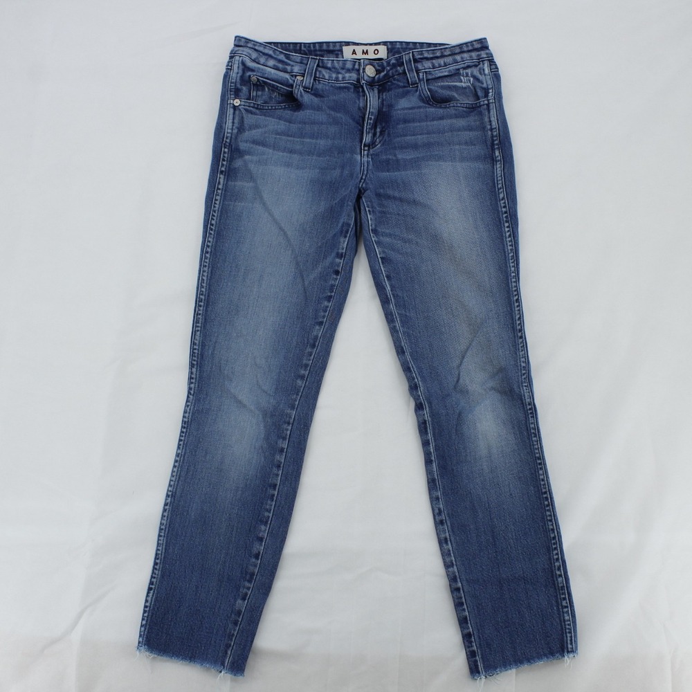 AMO Women's Cropped Ankle Jeans in Medium Blue Wash